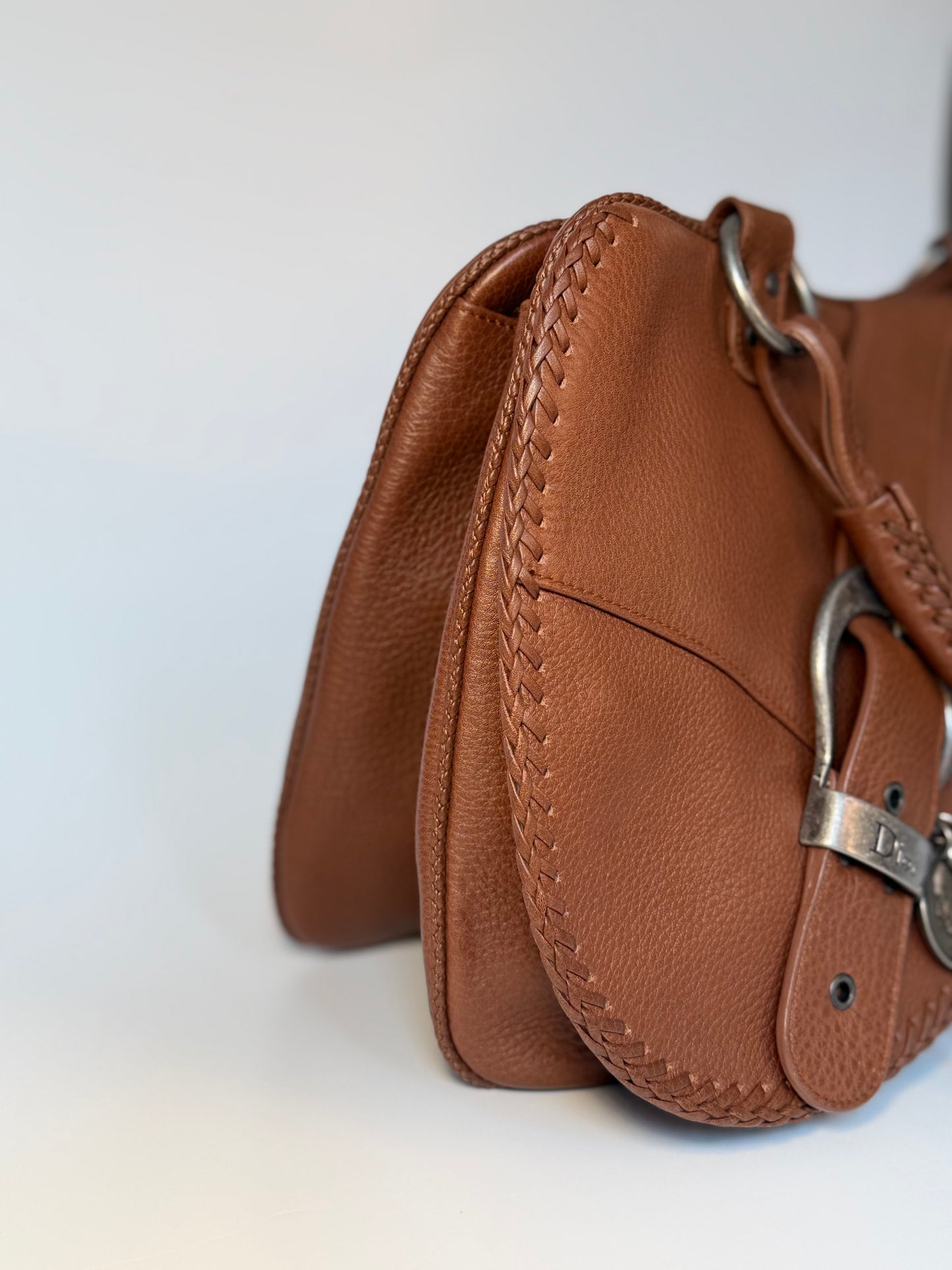 Vintage Christian Dior Gaucho bag brown grained leather