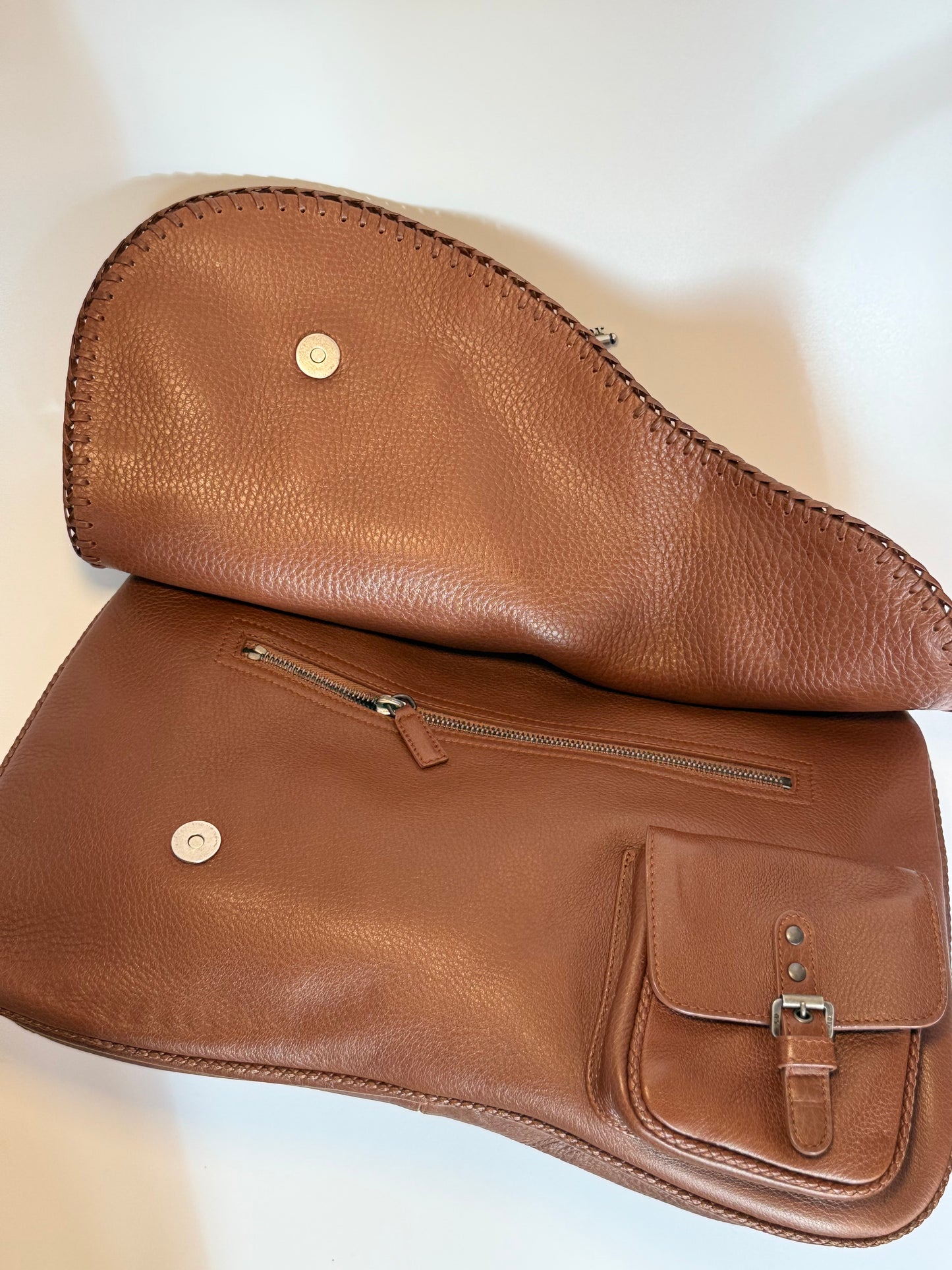 Vintage Christian Dior Gaucho bag brown grained leather