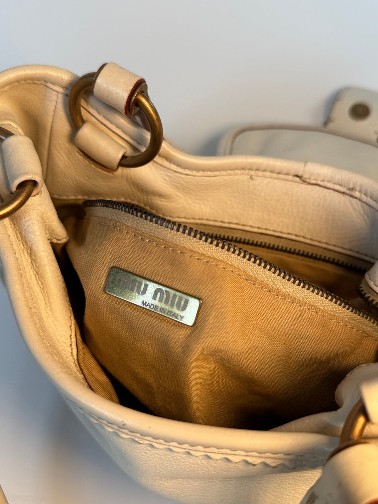 Miu Miu Joie Mini Bag in Cream Leather