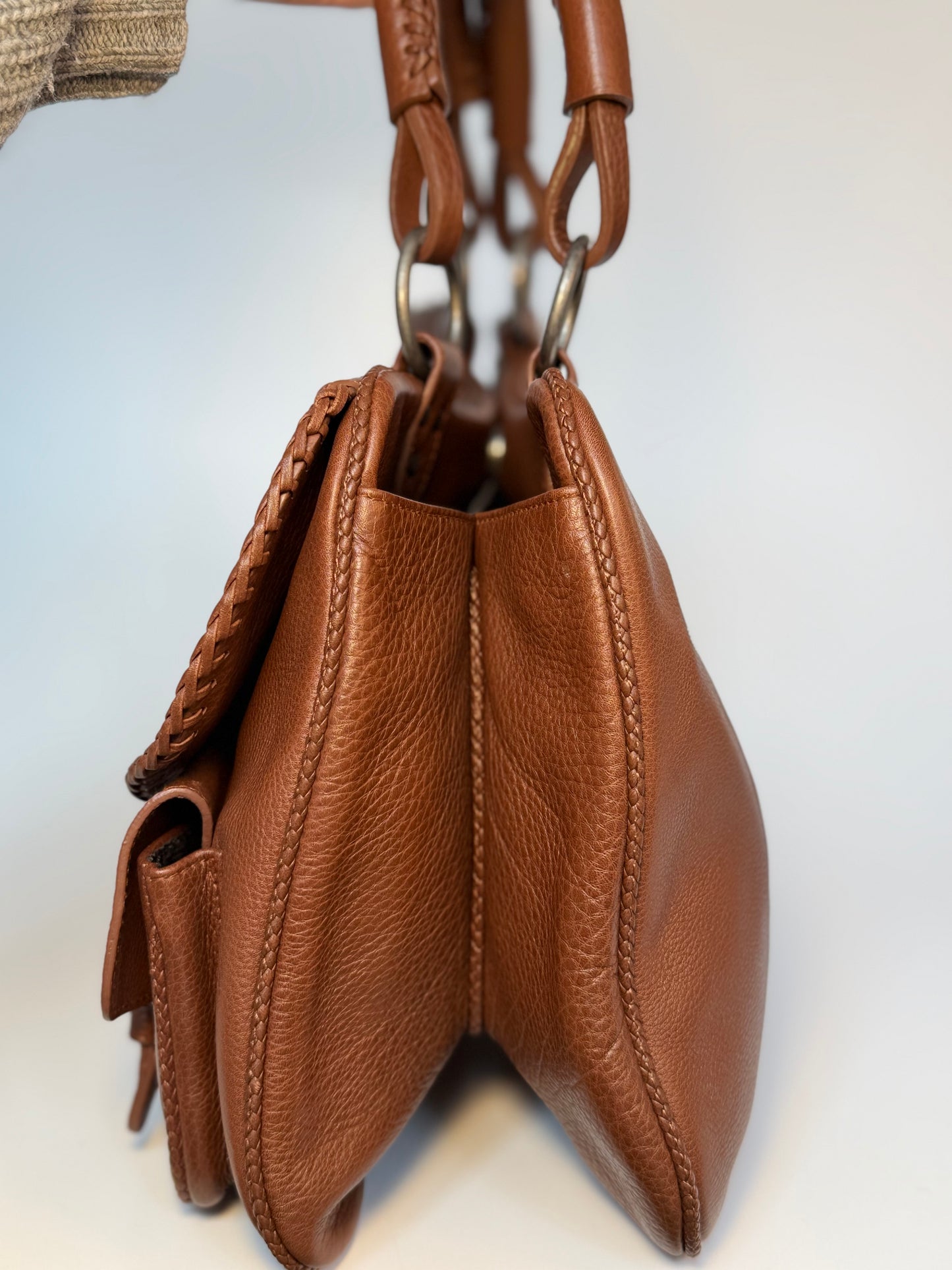 Vintage Christian Dior Gaucho bag brown grained leather