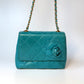 Chanel Mini Camellia Flap Bag in Turquoise Leather