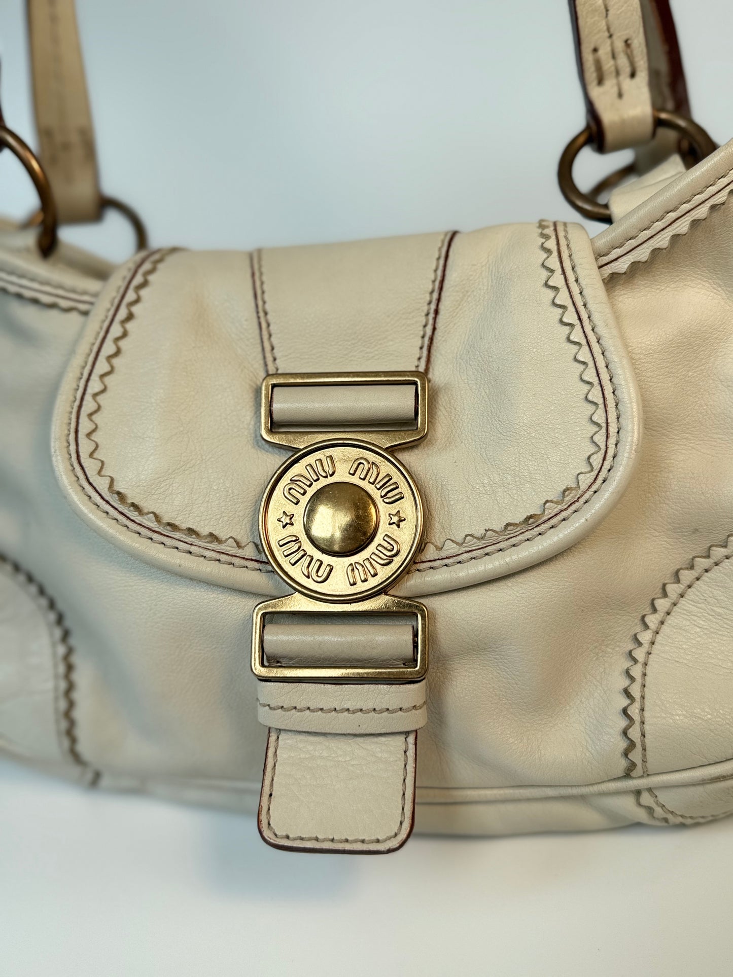 Miu Miu Joie Mini Bag in Cream Leather
