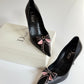 Dior bow pumps in black and pink – vintage pointed heels for women