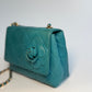 Chanel Mini Camellia Flap Bag in Turquoise Leather