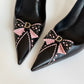 Christian Dior Black & Pink Bow Pointed-Toe Pumps, EU 39