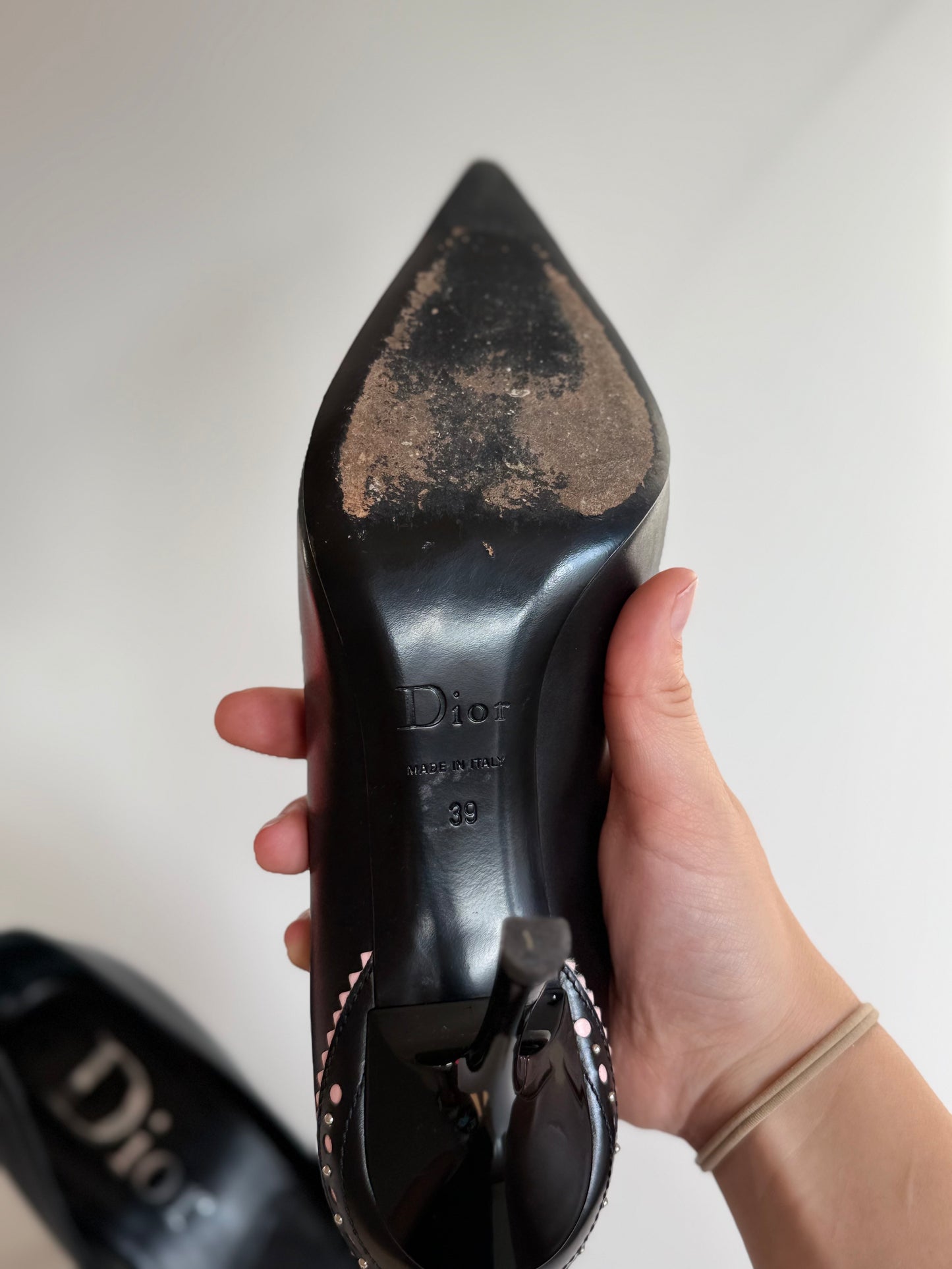 Christian Dior Black & Pink Bow Pointed-Toe Pumps, EU 39