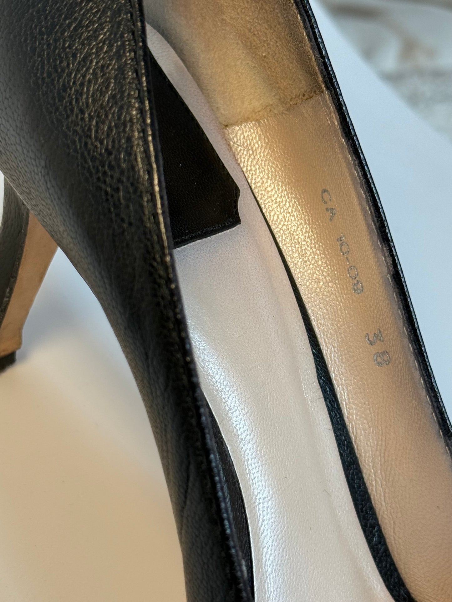 Christian Dior Padlock Heels Black Leather 38