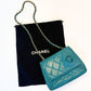 Chanel Mini Camellia Flap Bag in Turquoise Leather