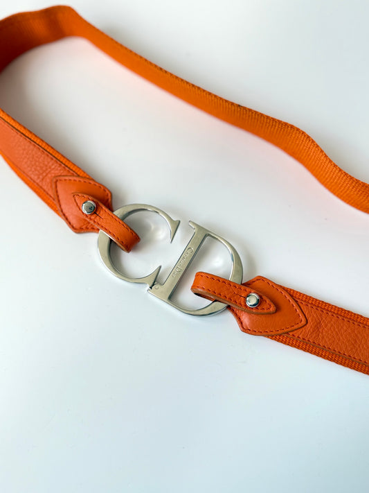 Vintage Christian Dior Belt – Orange – with CD Buckle