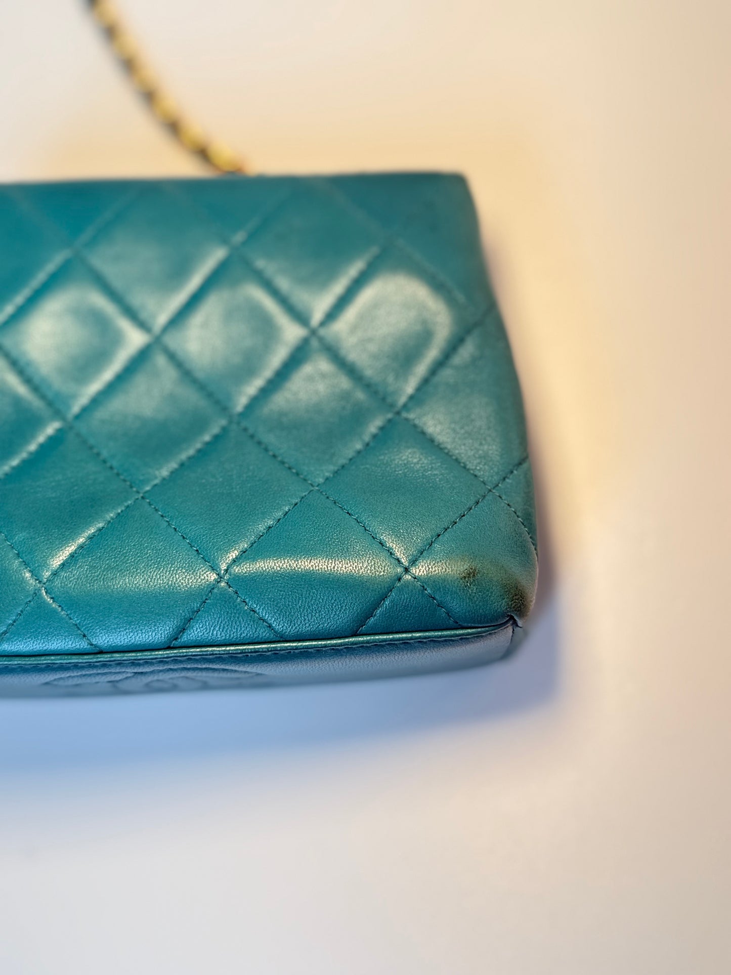 Chanel Mini Camellia Flap Bag in Turquoise Leather