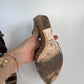 Christian Dior Strappy Wedge Sandals, Size 37 — Monogram Canvas & Brown Leather