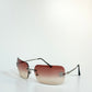 Chanel Vintage Rimless Sunglasses Model 4017D C12489 with rhinestone CC logos